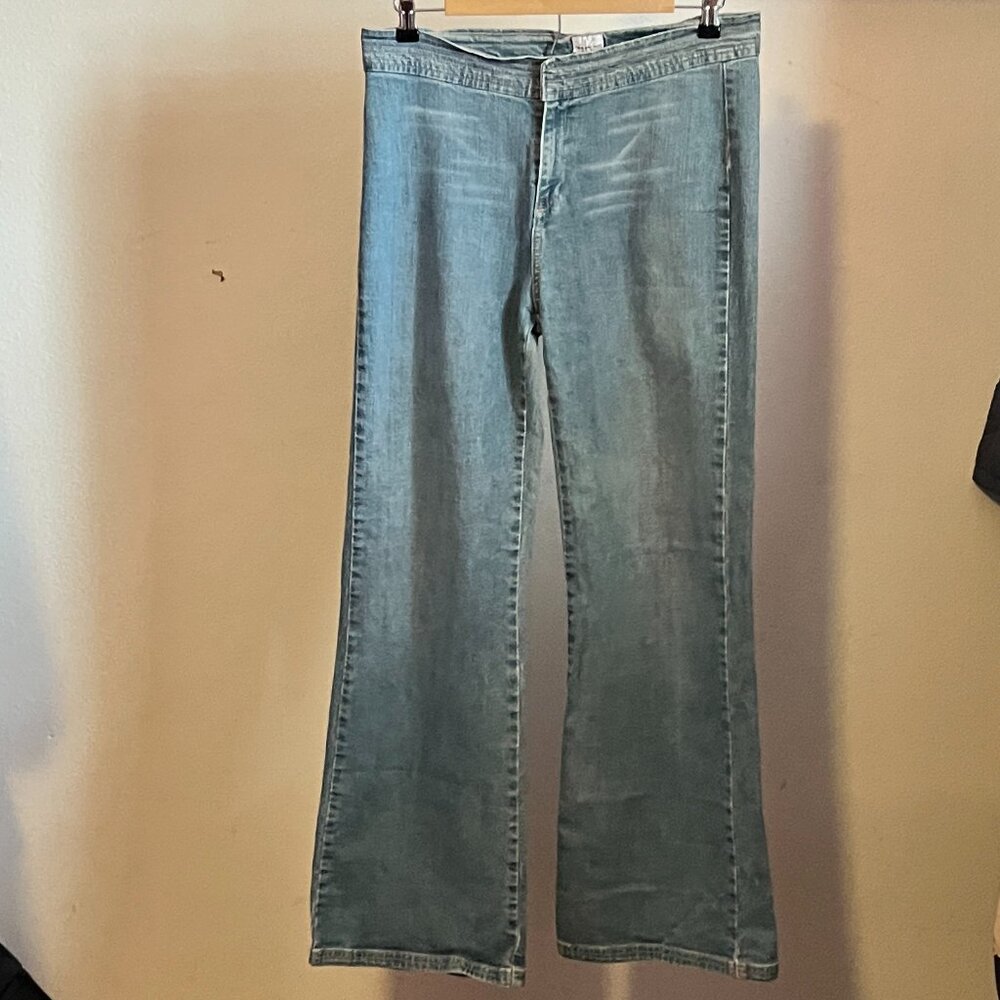 Vintage Y2K Women's Calvin Klein Sailor High Waisted Wide Leg Flare Jeans 10